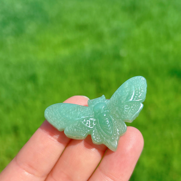 Green Aventurine moth with skull wholesale UK -3.8cm : 1