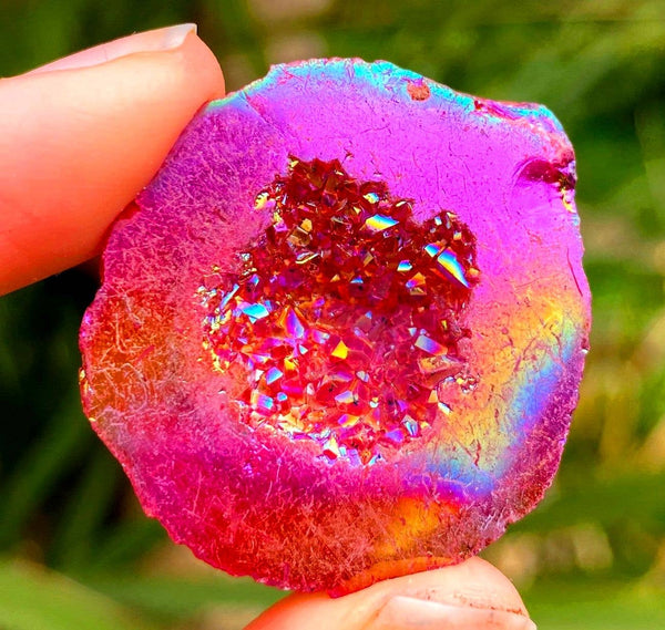 Tooth fairy geode 3cm pink sparkly 1.2inch druzy cave by elf