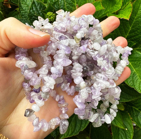 Crystal chip bracelet stretch bracelet gemstone jewelry elf: Rose Quartz