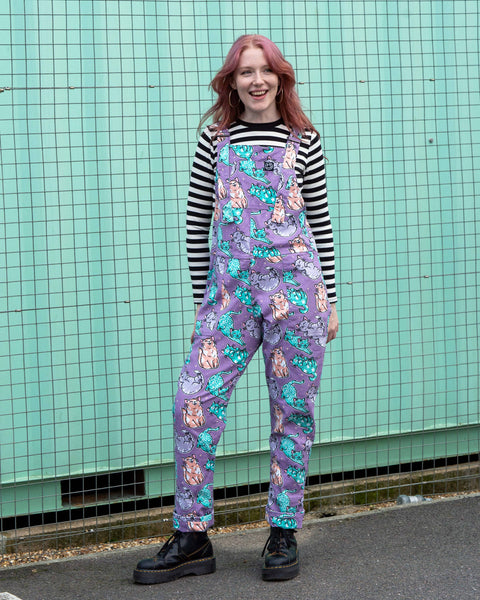 Rebel Romance x Abi Perry Purrfect Cats Stretch Dungarees: S