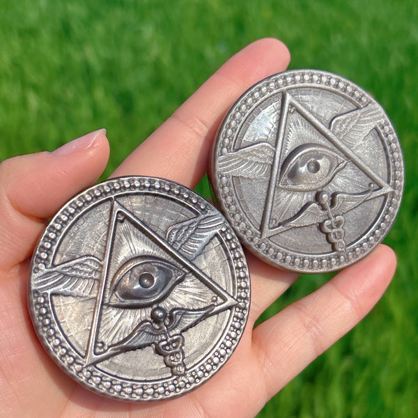 Silver obsidian All-seeing/evil eye spiritual Talisman: 1