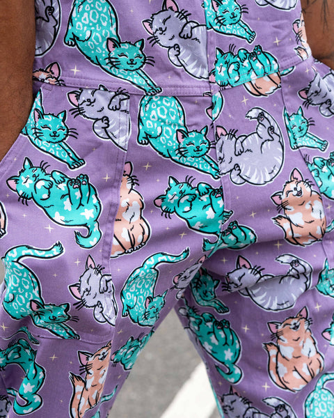 Rebel Romance x Abi Perry Purrfect Cats Stretch Dungarees: S