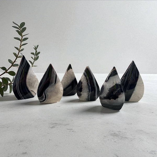 Black Onyx Crystal Flame – Protective Free Form Carving – Luna by Louise, Crystal Shop UK