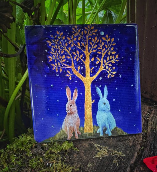 High quality Ceramic Coaster featuring Hares: All 4 designs