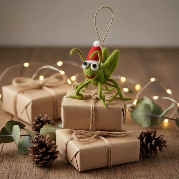 Handmade Felt Biodegradable Christmas Cricket Tree Hanging