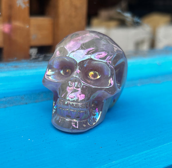 Rose Quartz Aura Skull