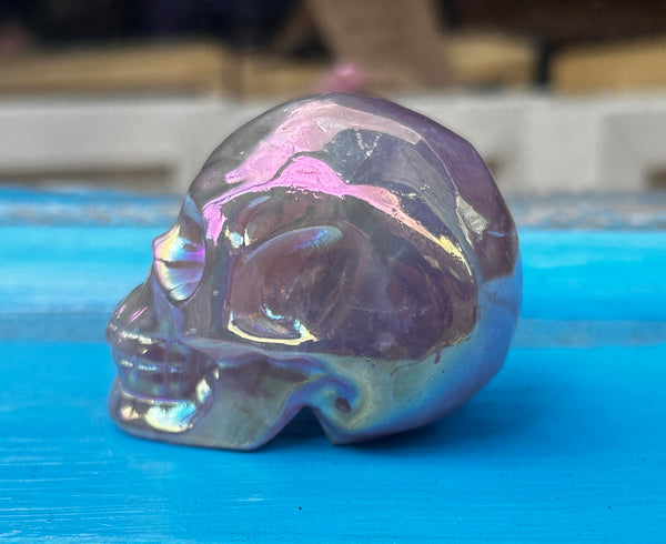 Rose Quartz Aura Skull