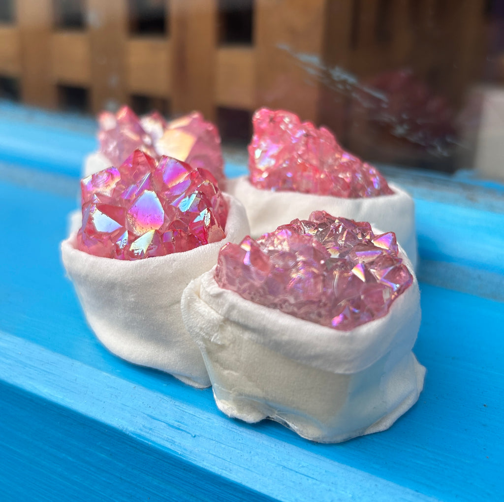 Pink Aura Quartz Clusters