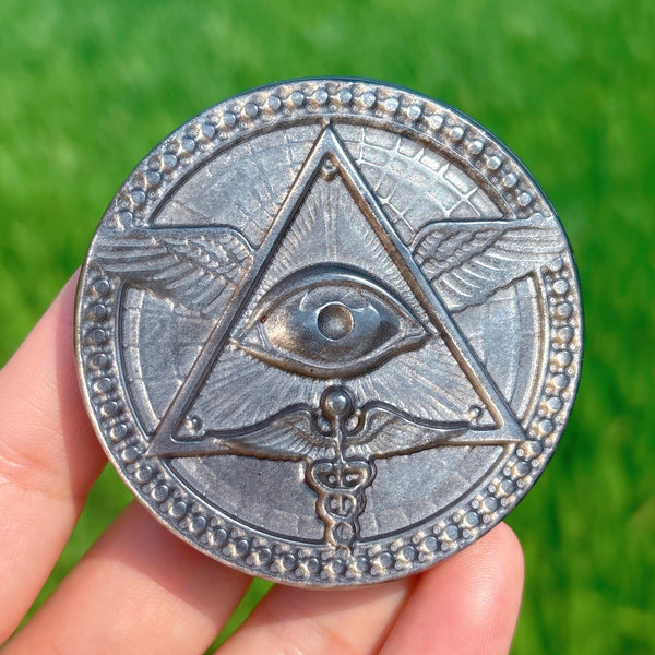 Silver obsidian All-seeing/evil eye spiritual Talisman: 1