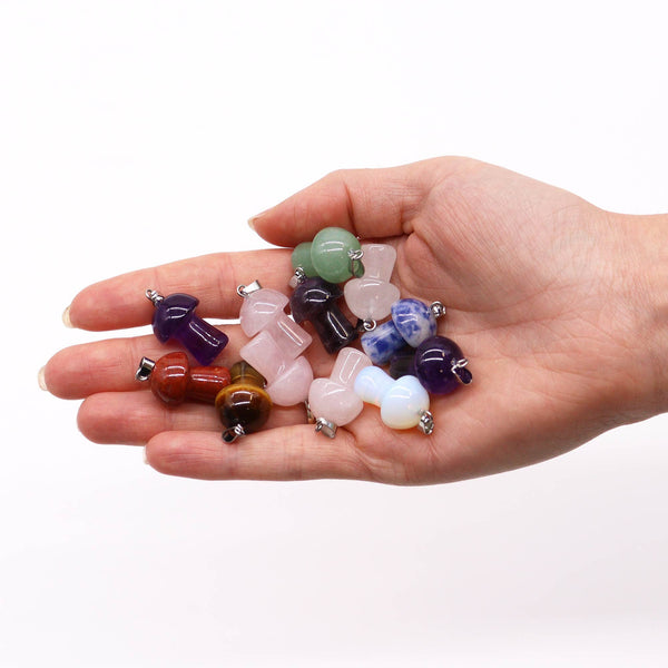 Gemstone Mushrooms Pendants (12 assorted) 20x15mm