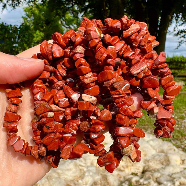 Crystal chip bracelet stretch bracelet gemstone jewelry elf: Rose Quartz