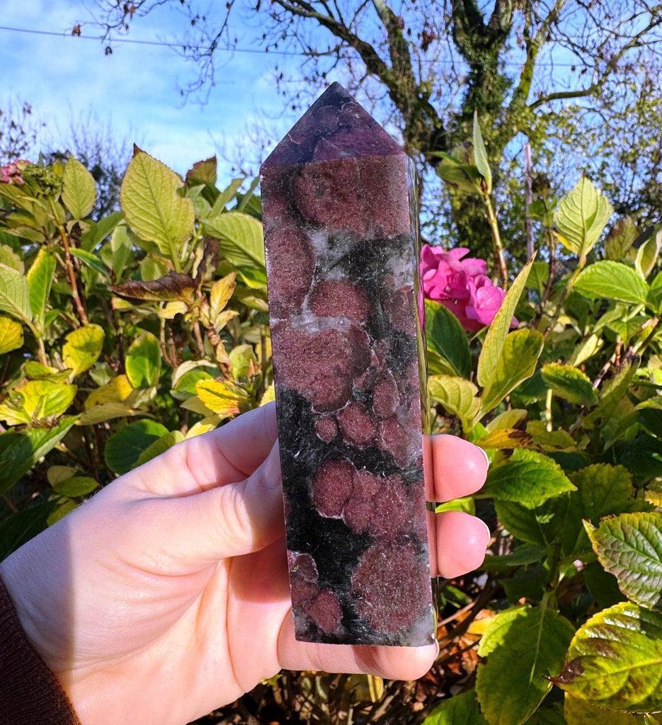 Garnet tower 12.4cm tall garnet in matrix 4.9 inch point