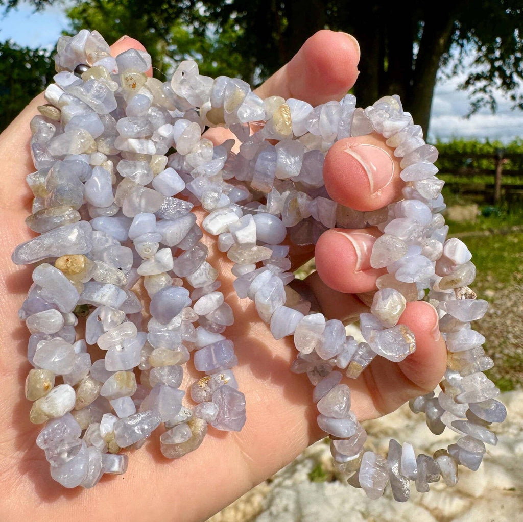 Crystal chip bracelet stretch bracelet gemstone jewelry elf: Blue Laced Agate