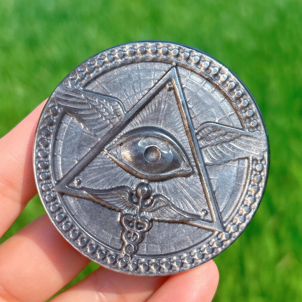 Silver obsidian All-seeing/evil eye spiritual Talisman: 1