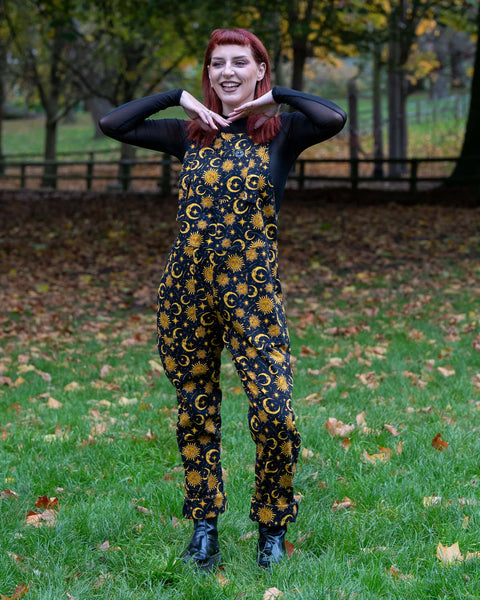 Rebel Romance Celestial Sun and Moon Stretch Dungarees