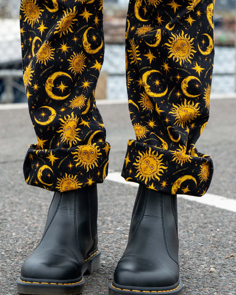 Rebel Romance Celestial Sun and Moon Stretch Dungarees