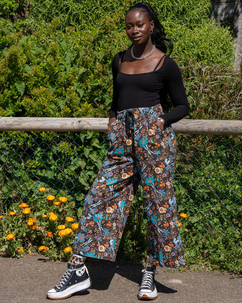 Rebel Romance Black Cottagecore Wide Leg Cropped Trousers