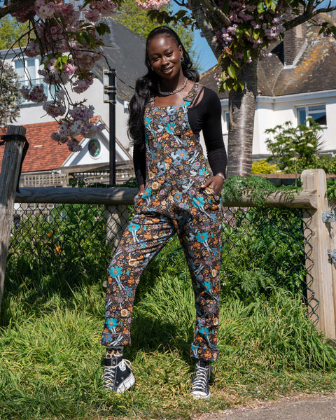 Rebel Romance Black Cottagecore Stretch Twill Dungarees