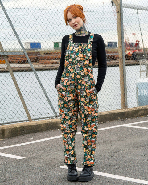 Rebel Romance Yuletide Treats Christmas Stretch Dungarees: M