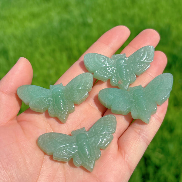 Green Aventurine moth with skull wholesale UK -3.8cm : 1