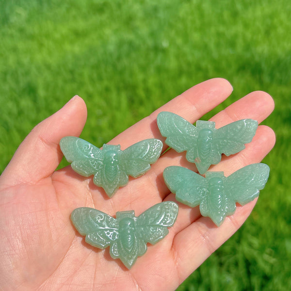 Green Aventurine moth with skull wholesale UK -3.8cm : 1