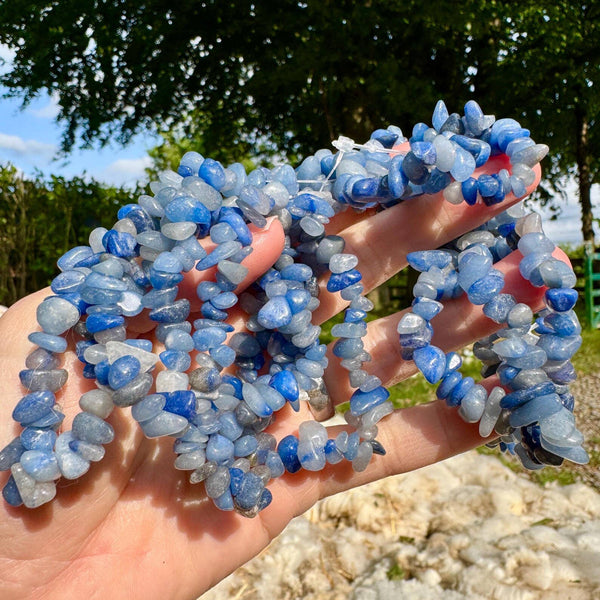 Crystal chip bracelet stretch bracelet gemstone jewelry elf: Rose Quartz