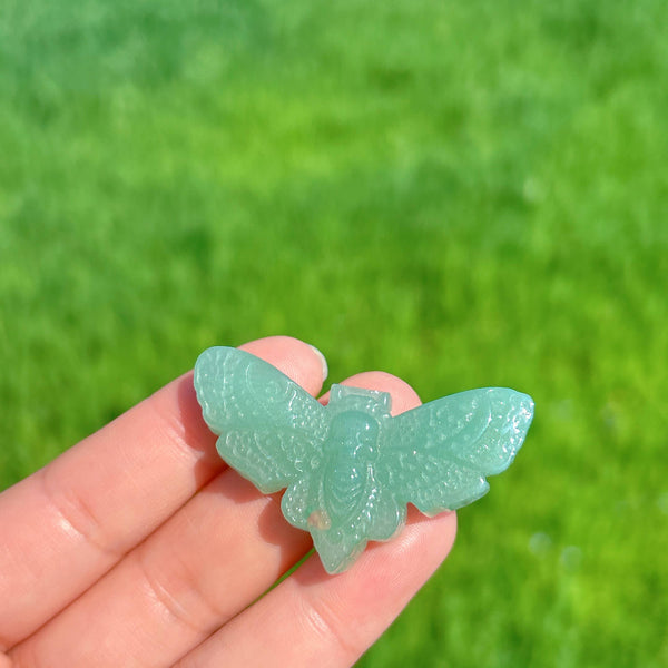 Green Aventurine moth with skull wholesale UK -3.8cm : 1