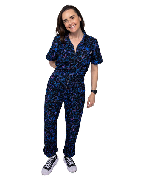Rebel Romance Celestial Dreams Short Sleeve Boiler Suit: XL