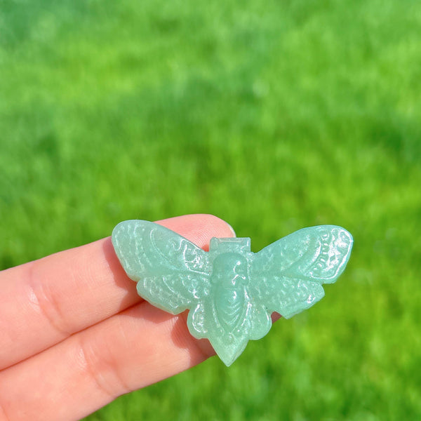 Green Aventurine moth with skull wholesale UK -3.8cm : 1