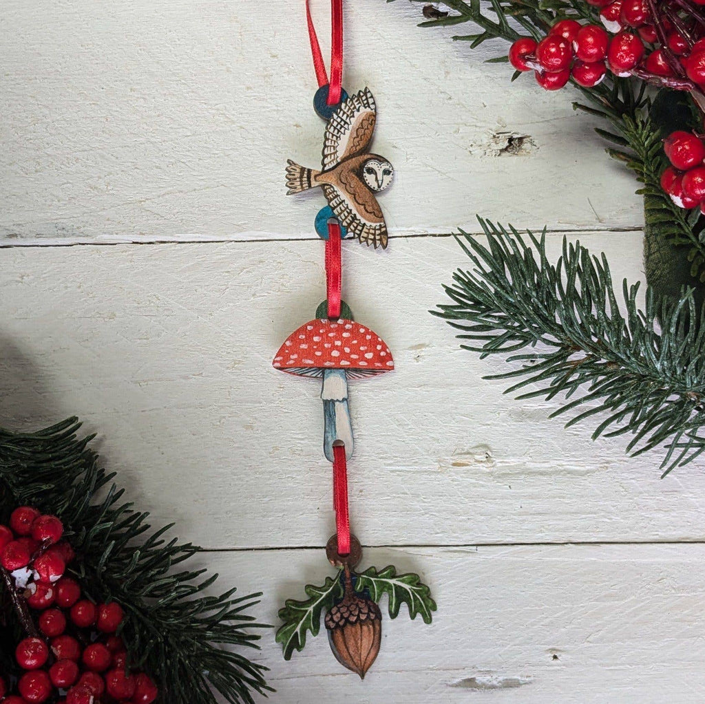 Owl Three Tier Wooden Decoration