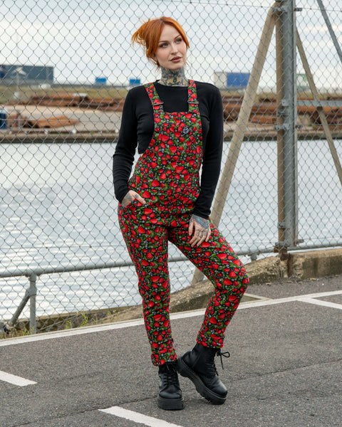 Rebel Romance Strawberry Field Stretch Dungarees