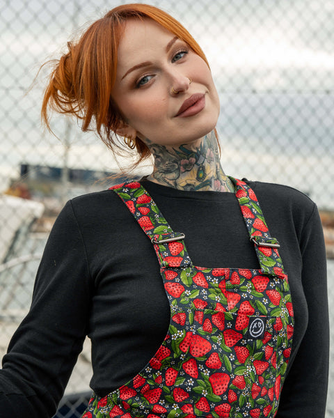 Rebel Romance Strawberry Field Stretch Dungarees