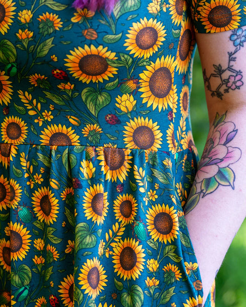 Rebel Romance Sunflower Charity Midi Stretch Dress