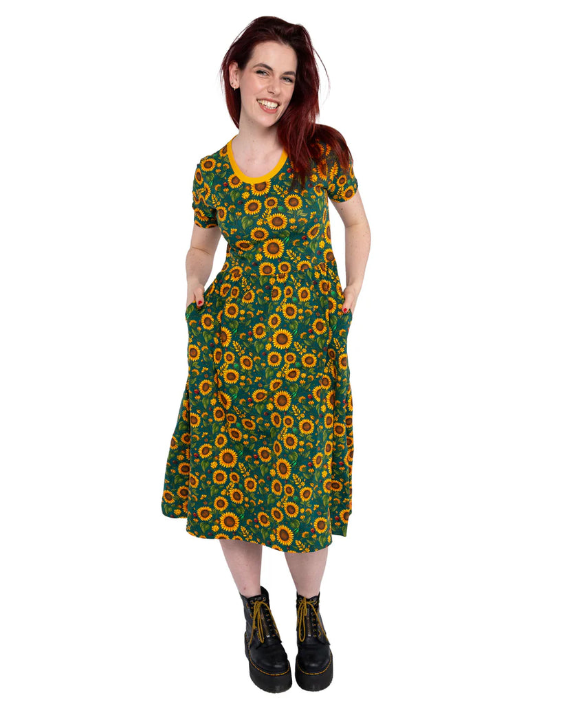 Rebel Romance Sunflower Charity Midi Stretch Dress