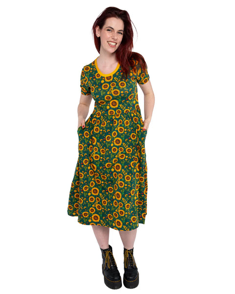 Rebel Romance Sunflower Charity Midi Stretch Dress