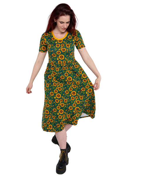 Rebel Romance Sunflower Charity Midi Stretch Dress