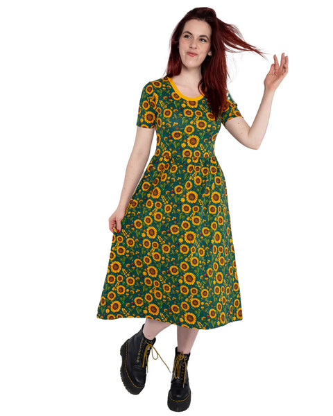 Rebel Romance Sunflower Charity Midi Stretch Dress