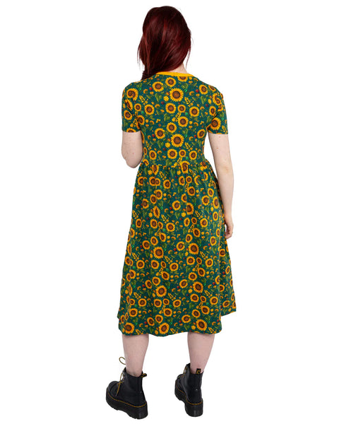 Rebel Romance Sunflower Charity Midi Stretch Dress