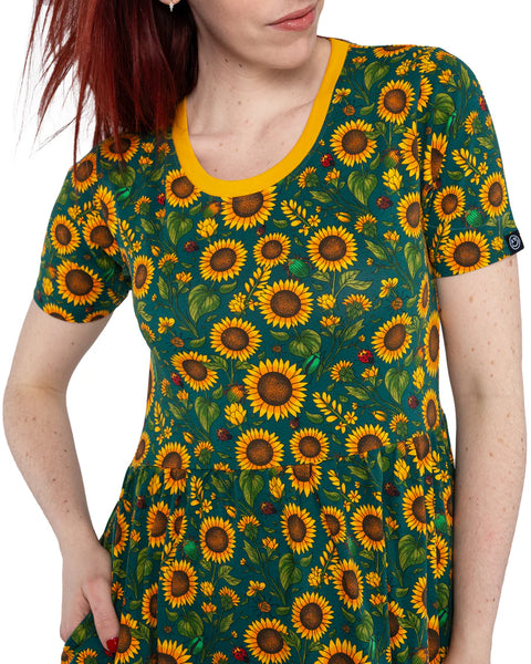 Rebel Romance Sunflower Charity Midi Stretch Dress