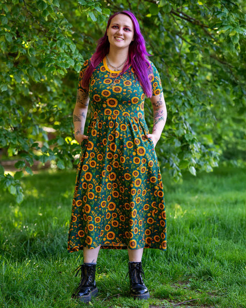 Rebel Romance Sunflower Charity Midi Stretch Dress