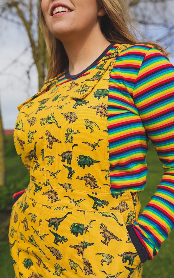 Mustard dinosaur shop pinafore