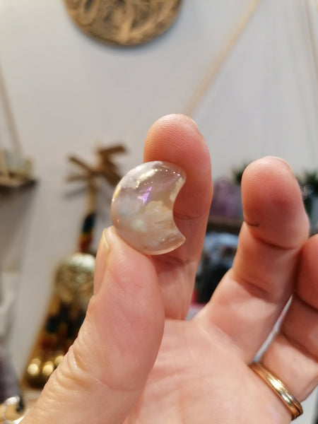 Flower Agate Aura Moon